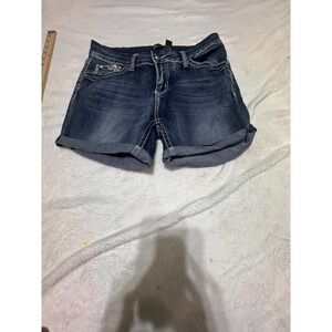 Love Indigo Shorts Womens Size 12 Denim Blue Jeans Embellished Stretch Cuffed